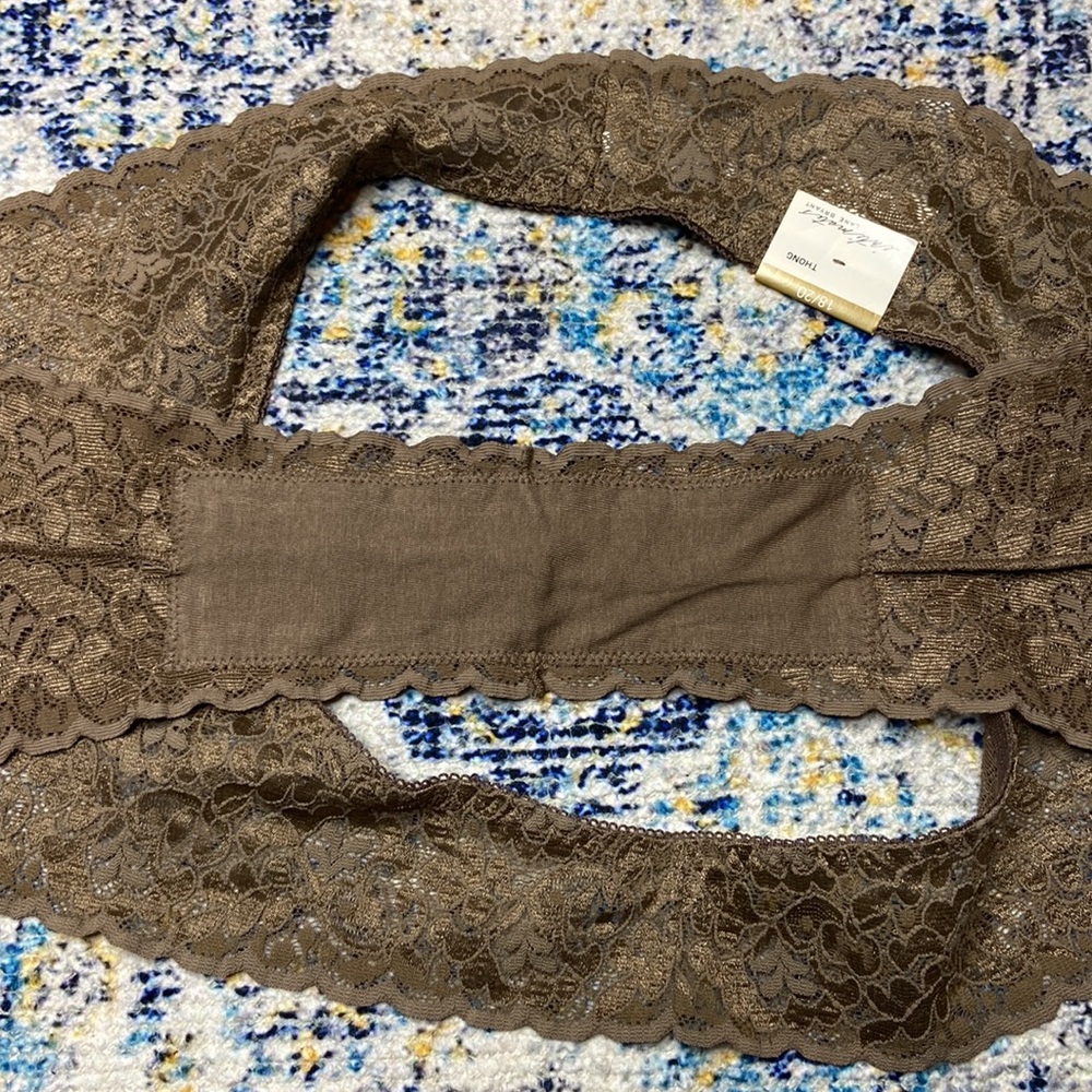 NWT Vintage Intimates by Lane Bryant Bronze Lace Bow Accent High Cut Thong 18/20 - Picture 7 of 9